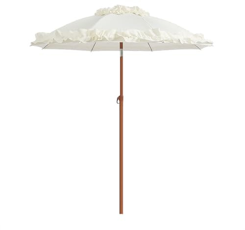 DXUYWSP Parasol Pliable Portable avec Frange Romantique, Parasol De Camping Pliable Plage Extérieur, Protection UV, Parapluie De Table De Jardin pour Terrasse/piscine, 170 cm(Beige)