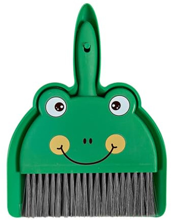 Mini Kehrset mit Bürste, tragbares Dustpan und Handbesen Set aus robustem PP, 18x23cm - Kompakt, multifunktional & platzsparend, ideal für Schreibtisch, Haushalt, Reinigung (Frosch)