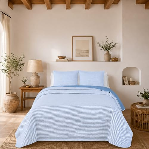 MONTSE INTERIORS Colcha Cama 90 de Verano Reversible con Cuadrante | Cubrecama Ligero de Microfibra Acolchada para Cama | Bouti | Colcha Suave, Transpirable para Primavera y Entretiempo