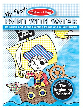 Melissa & Doug My First Paint With Water Kids' Art Pad With Paintbrush - Pirates, Space, Construction, and More