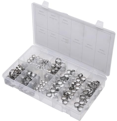 SW-Stahl S8038 Schlauchschellen Sortiment - 170-teilig Schlauchklemmen Set | Oetiker-Typ Einohr-Klemmen Set in Box, 5.8-21.0 mm, ideal für Kfz-Kraftstoffleitungen und Werkstattbedarf