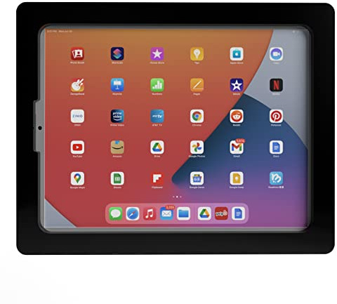 TABcare Anti-Theft Acrylic VESA Enclosure for Apple iPad Pro 12.9 2018 2020 2021 with Free Wall Mount Kit & 90-Degree Angle USB C Cable (iPad Pro 12.9 3/4/5, Black)