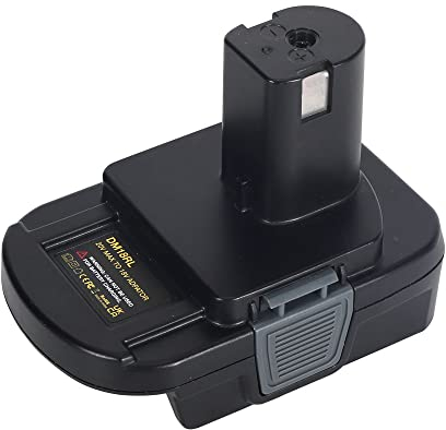 DM18RL-Akkuadapter für Ryobi 18-V-Lithium-Akku-Elektrowerkzeuge, Konvertieren mit Dewalt 18 V 20 V oder mit 18-V-Li-Ion-Akku für 18-V-Werkzeuge Stromquelle mit USB-Telefonladegerät