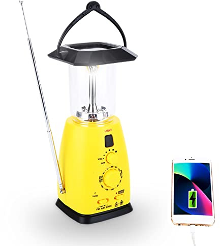 Elprico Dynamo Taschenlampe,Tragbar Kurbelradio mit Handyladefunktion Solar,Radio Kurbel Notfall mit LED Taschenlampe für Wandern Camping Ourdoor Notfall