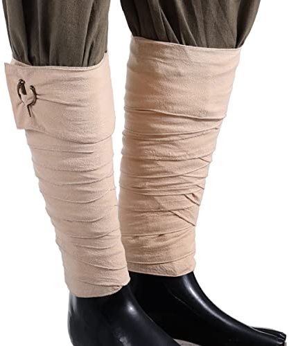 BPURB Mittelalter Wikinger Herren Beinwickel mit Brosche Pins Piratengürtel Vintage Cosplay Kostüme(Länge: 380cm/149.61 inch) (Schwarz)