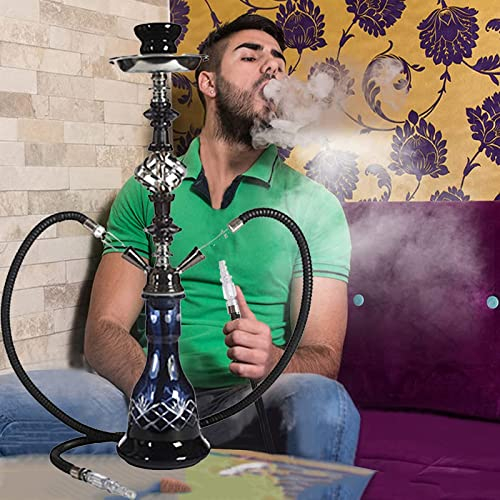 21 Zoll Shisha Set mit Allem, Premium Shisha Set mit 2 oder 4 Schläuchen, Tragbares Komplettset mit Handgezogener Glasvase, Keramikschale und Kohlezangen Aschenbecher, BPA-frei (Size : 2 Hoses)