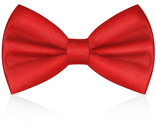 URAQT Papillon Uomo Regolabile con Gancio, Cravatta a Farfalla Già Annodato per Bambini e Adulti, in Diversi Colori per Feste e Matrimonio (Rosso)