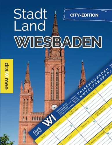 Stadt Land Wiesbaden: Geschenk für Wiesbadener - Quiz Spiel Souvenir, Andenken: Spielblock mit 35 Blatt Din-A4 (Seiten zum Ausschneiden)