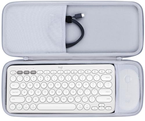 Lebakort Hard Carry Case Compatible with Logitech Pebble Keys 2 Combo K380s K380 Wireless Keyboard + M350 Pebble Mouse Combo (Off White Case)