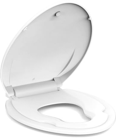 Toilet Seat Round,Toilet Seat with Toddler Seat Built in, Potty Training Toilet Seat Round Fits Both Adult and Child, with Soft Close,Easy Install and Clean - White, Round
