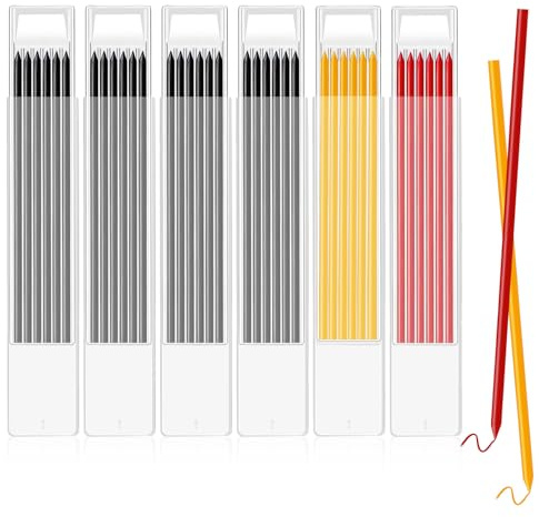 Chaoowr 36Pcs Refills for Carpenter Pencils, 2.8mm for Tracer/Pica, Solid Deep Hole Lead, Replacement for Mechanical Construction Scribe, 3 Colors