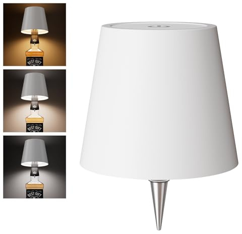WOKWOYIO Wireless Bottle Lamp， Wireless Lamps Rechargable, Touch Control Stepless Dimming 3 Color Temperatures Bottle Lamp Kit Lampshade for Bar,Restaurant，Room Decor