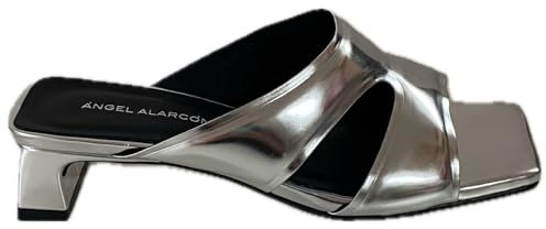 angel alarcon Fanny Sandalia Tacón bajo Mujer plata - Piel talla: 39
