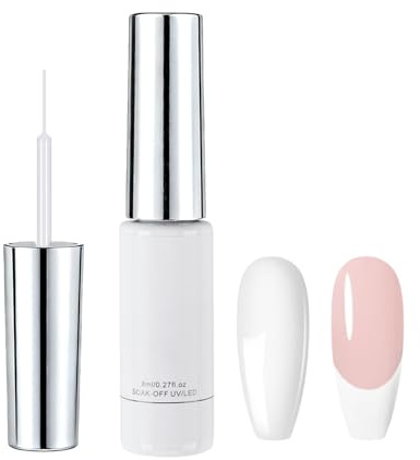 White French Tip Gel Polish - White Gel Nail Polish Liner - French Manicure Nail Polish With Thin Brush - Soak Off UV/LED gel Liner Nail Art Painting For Nails Home DIY