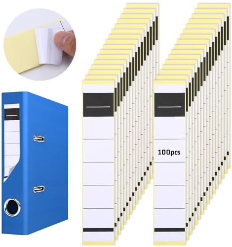 TIESOME 100 Stück Ordnerrücken Selbstklebend, 3,6x19cm Rückenschilder Ordner Klebeetiketten, Beschreibbar Selbstklebende Ordnerrücken Aufkleber für Standardordner Schmale Bibliothek Archivierung