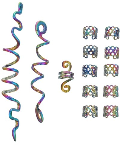 Bague Spirale Capillaire pour Dreadlocks en Alliage, 1 Set