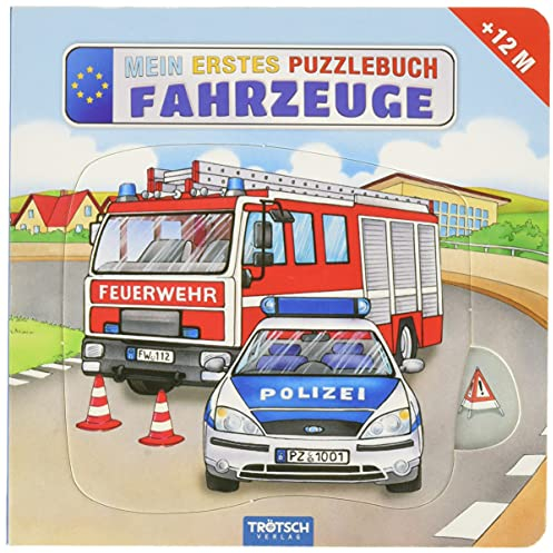 TRÖTSCH - Mein erstes Puzzlebuch Fahrzeuge | Farbenfrohes Kinderbuch mit lustigen Reimen und großen Puzzleteilen. Interaktives Kinderbuch zum gemeinsamen Vorlesen, Spielen und Staunen | Ab 1 Jahr