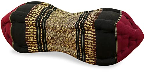 livasia Nackenstützkissen Papayakissen - Ø 13x43cm - Nackenkissen Papayaform, Sofakissen, Lesekissen mit Kapok, Kissen für Garten und Balkon, Reisekissen handgefertigt (Rot/Schwarz)