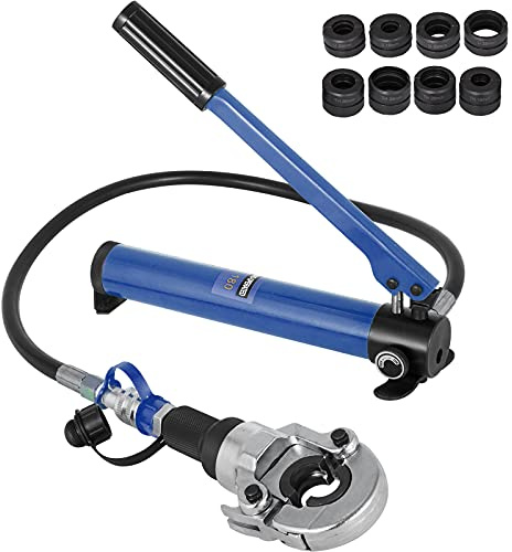 VEVOR Pince à Sertir Hydraulique Forme TH/U 16-20/25-32 Kit De Pince De Sertissage Multicouche Force de Pression 6 T Sertisseuse Tête Pivotante à 360°, avec Bouteille pour Tuyaux en Aluminium, PEX, PB