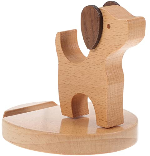 Hemobllo Support pour Téléphone en Bois Forme Chien, Style Créatif | 1 Pièce, Couleur Kaki, pour Téléphone et Tablette à Maison, Salon, Usage Décoratif et Pratique