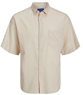 JACK & JONES Jorflores Linen T-Shirt SS Chemise, Beige Clair, XL Homme
