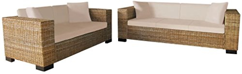 ZEYUAN Sofa-Set 2-Sitzer und 3-Sitzer, Couch für Wohnzimmer, für Wohnungen, Couch Mit, Loungesofa, Sofas & Couches, Relaxsofa, Echtes Rattan