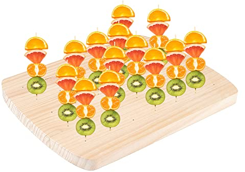 AHANDMAKER Porte-brochettes Alimentaires en Bois, brochettes de Fruits Cocktail Pick Stand Lollipop Apéritif Présentoir de Nourriture avec 35 Trous pour divertir Service de Restauration Événements