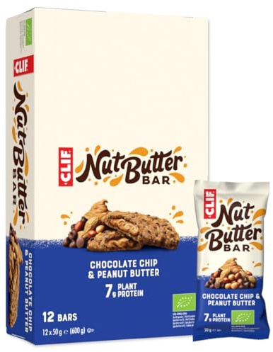 CLIF Nut Butter Bar | Protein Bar | Chocolate Chip & Peanut Butter | Organic |12 x 50 g