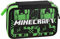 Franco Cosimo Panini Minecraft - Trousse à 3 Compartiments pour Fille et Enfant avec Papeterie Scolaire intégrée et Compartiments Porte-Stylo + Stylo effaçable – Grande Trousse Scolaire, Vert – 20 x