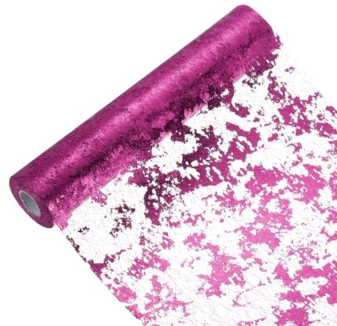 Sourcing Map Chemin de table fuchsia en rouleau 29 cm x 13.7 mètres avec paillettes, maille métallique brillante pour décoration de table, idéal pour mariage, anniversaire, Noël, Nouvel An