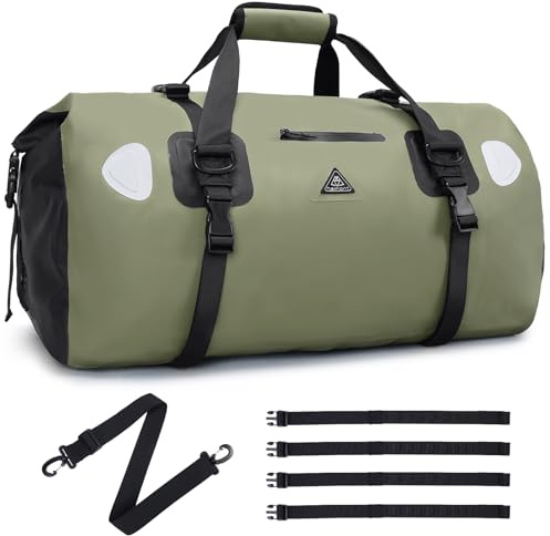 Wasserdichter Rucksack Dry Bag | wasserdichte Reisetasche Rucksack | Roll Top Seesack Wasserdicht für Camping, Motorrad Wasserfeste Tasche, wasserdichte Bootfahren, Kajakfahren, SUP, Army Green, 50L
