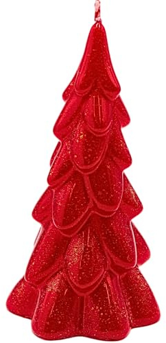 Bougie de qualité supérieure pour sapin de Noël - Bougie de sapin de Noël - Rouge avec paillettes - Fabriquée à la main - Dimensions : H x Ø environ 21 x 11 m