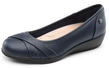 DREAM PAIRS Women's Ballet Flats Business Office Work Dress Shoes Arch Support Comfortable Dressy Flats Pumps and for Women,Size 5,Navy,DWUMFA2503