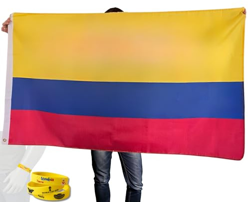 Drapeau Colombien 90x150cm Bandera Colombia de100 Denier 100% Polyester pour Décorations Intérieures et Extérieures Équipe nationale colombienne sur le chemin de la Coupe du Monde 2026