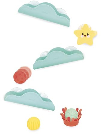 Janod - Circuit de Bain à Ventouses avec Balles et Eléments Rotatifs - Jouet Fabriqué à Base de Paille de Blé - Développe la Motricité Fine - Dès 12 Mois - J04732