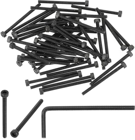 PATIKIL M3 x 40mm Viti Bulloni a Testa Esagonale, 50Pz 12.9 Grado Acciaio al Carbonio Bulloni Viti a Testa Esagonale Cava Cilindrica Incassato con Chiavi Esagonali, Nero