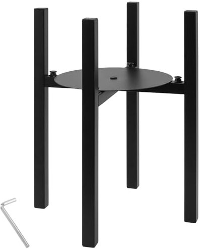 CHUIFAI Soporte para plantas de metal negro de hierro, 38 cm de alto, soporte para macetas de metal con bandeja, soporte ajustable para macetas, ancho ajustable 24-38 cm