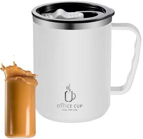 Taza térmica de viaje de acero inoxidable de 500 ml, taza de café reutilizable con asa y tapa, aislada a prueba de fugas, taza de té térmica resistente, vaso aislado de cacao caliente