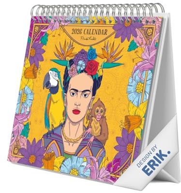 Grupo Erik - Calendrier de Bureau 2026 Frida Kahlo - Calendrier 2026 Mensuel │ Idee Cadeau │ De Janvier à Décembre : Espace pour notes et Illustrations décoratives (17x20 cm)