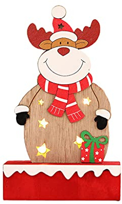 Weihnachtliches Holzhaus und Bäume, handbemalt, Schreibtisch-Ornament für Ferienhaus-Dekorationen, Weihnachtsfeier, dekoratives Geschenk für Familie