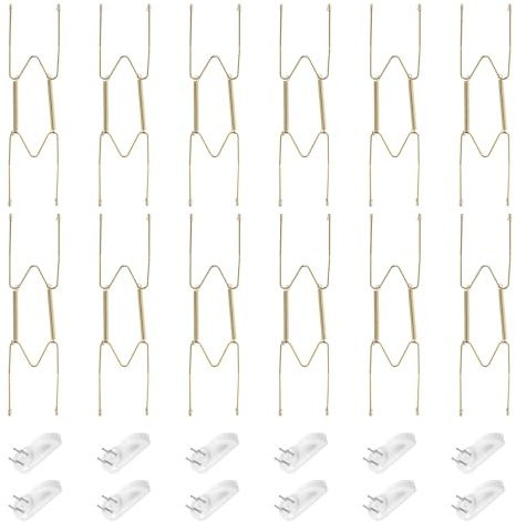 QUARKZMAN Porte-Assiette, 8 Pouces Porte-Assiettes Murale Invisible En Acier Inoxydable Avec Crochets Décoratifs Et Protège-Extrémités Pour Assiettes Décoratives Et Art