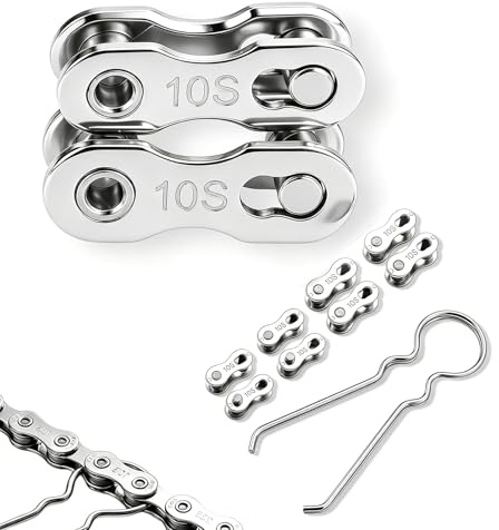 Zlokdraxy Antivol de chaîne de vélo 10 vitesses - 10 paires de maillons compatibles avec Shimano - Fermeture sécurisée avec aide au montage