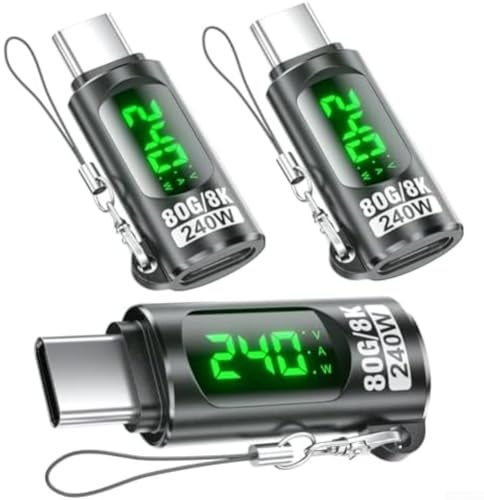 USB-C Power Meter, 3pcs 240W USB C Adapter Voltage Current Power Tester for Fast Charging Monitor Testing Device