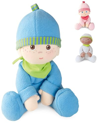 HABA Snug-Up Soft Plush Luis First Baby Doll 8 - Perfect Newborn and Infant Toy, Small Machine-Washable Baby Essentials, Ideal Boy Doll