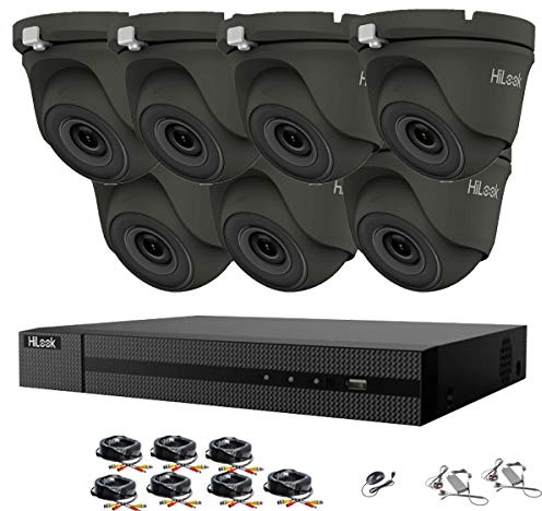 HILOOK HIKVISION 8CH CCTV Camera Systems 6X5MP HD Indoor/Outdoor Gray Dome Cameras H.265+Smart DVR Recorder pre installed Hard Drive Home Security Camera Systems Surveillance CCTV Kits (2TB HDD)
