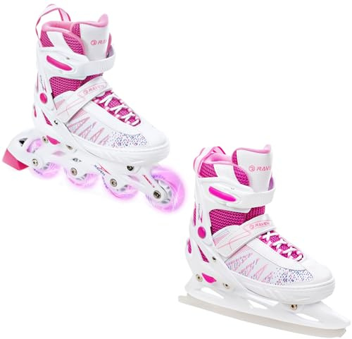 Raven 2-i-1 skridskor, Inline-skridskor, Inlines, Grace, LED-justerbara (31–35 (20,5–23 cm))