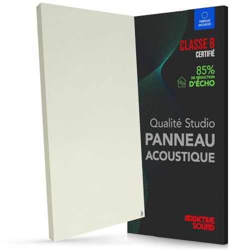 Addictive Sound Panneau Acoustique Mural Premium 100x50x6 cm, Ivoire | Classe B · laine Isover · kit mur/plafond inclus