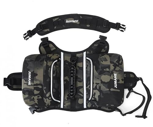 NP - Bolsas de sillín para perro, mochila con arnés para perro con cinta reflectante, chaleco de arnés de cableado ajustable impermeable para perros medianos y grandes para senderismo, viajes, camping