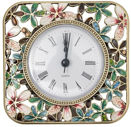 gegeweeret Mediterraner Wecker,Tischwecker Vintage-Uhr Mit Dekorativem Rahmen,Bürodekoration Desktop Heimdekoration batteriebetriebene Tischuhr,Dekor Für Zuhause Pastorale Uhr