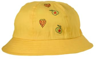 Kiwy Barnhatt - 100% Bomull, Ofodrad, Tillverkad i Italien - Ljusblå, Röd, Gul med Fruktbroderi